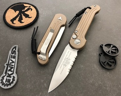 Microtech LUDT Tan Auto M390 Satin Serrated 135-5TA