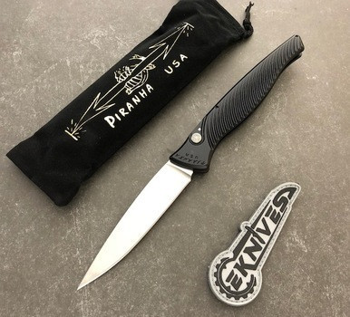 Piranha DNA Black Auto Knife 3.25" Mirror Rubbed