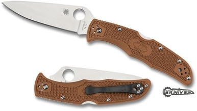 SPYDERCO ENDURA 4 BROWN FLAT GROUND PLAIN BLADE VG-10 C10FPBN