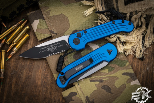 Microtech LUDT Automatic Folding Knife Blue 3.4\" Black Serrated 135-2BL