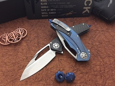 Marfione Custom Mini Matrix R Antique Blue Titanium Carbon Fiber M390 Stonewash