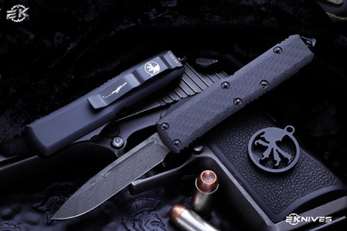 Microtech UTX-85 OTF Automatic Knife CF Top 3" Damascus  231-16CFCU