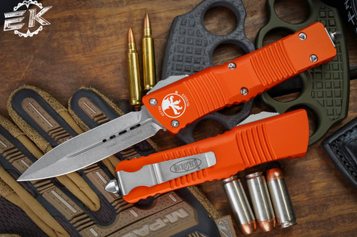 Microtech Combat Troodon Orange OTF Automatic 3.8" Dagger Stonewash 142-10OR