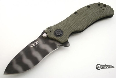 ZERO TOLERANCE 0301 RANGER GREEN S30V TIGER STRIPED PLAIN BLADE ZT0301