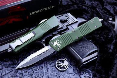 Microtech Combat Troodon OD Green OTF Automatic Knife 3.8" D/E Satin Serrated 142-6OD
