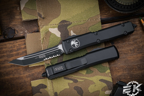  Microtech Ultratech OTF Automatic Knife 3.4\" Tanto Black Serrated 123-2T