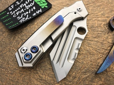 Skike Custom Knives  Space Fighter Milled Satin CPM-20CV