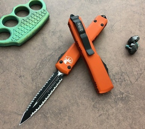 Microtech Ultratech Orange Contour OTF DE Double Full Serrated 122-D3OR