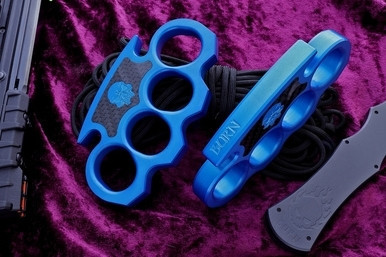 Burn Knives Custom Knucks Classic Blue 7075 Alloy CF Inlay
