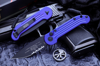 Microtech LUDT Automatic Folding Knife Purple 3.4" Black Serrated 135-2PU