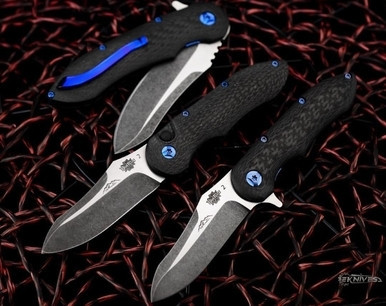 Jerry Moen Knives Blue Max 2 Auto Carbon Fiber CTS-XHP Two Tone