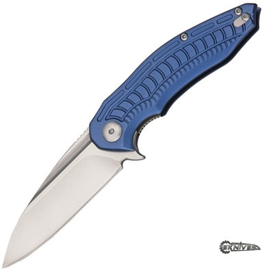 BROUS BLADES BIONIC BLUE FLIPPER KNIFE SATIN PLAIN BLADE