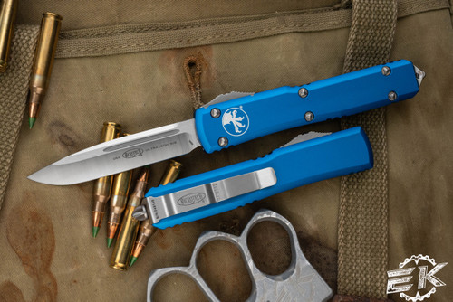 Microtech Ultratech OTF Automatic Knife Blue 3.4\" Drop Point Satin 121-4BL