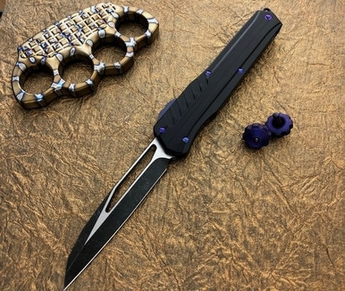 Marfione Cypher MK/7 Black Alloy Purple Haze Accents 4" Dark Matter M390 Blade Show 2018