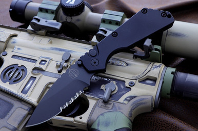 Protech/Strider SnG Auto Black Aluminum 3.5" Serrated Black 2404