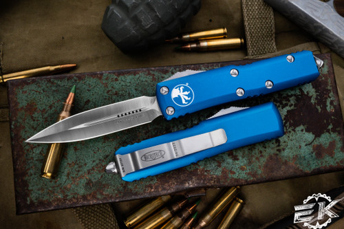 Microtech UTX-85 OTF Automatic Knife Blue 3.1" Dagger Satin 232-4BL