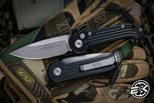 Microtech LUDT Automatic Folding Knife Black 3.4\" Stonewash Apocalyptic 135-10AP