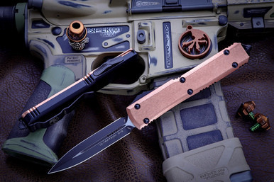 Microtech Ultratech OTF Automatic Knife Copper D/E 3.4" Dagger Black 122-1CP