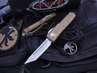 Microtech UTX-85 Tan OTF Stonewash M390 Tanto 233-10OR