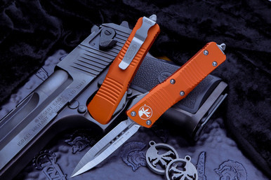 Microtech Troodon OTF Automatic Knife Orange D/E 3" 204P Dagger Satin 138-4OR