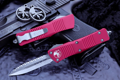 Microtech Troodon OTF Automatic Knife D/E 3" Dagger Stonewash Serrated 138-12RD