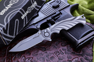 Brian Tighe & Friends Tighe Breaker Small Titanium Integral Flipper 3.3" Spear Stonewash