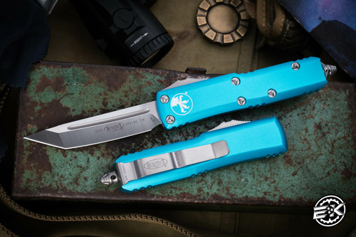 Microtech UTX-85 OTF Automatic Knife Turquoise 3.1" Tanto Satin  233-4TQ