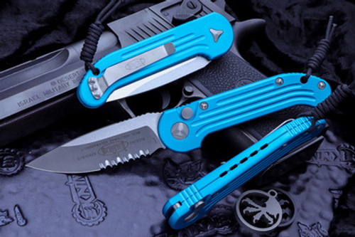 Microtech LUDT Automatic Folding Knife Turquoise 3.4" Satin Serrated 135-5TQ