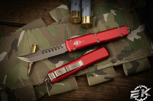 Microtech Ultratech Hellhound OTF Automatic Knife Red 3.4\" Bronze 119-13RDS