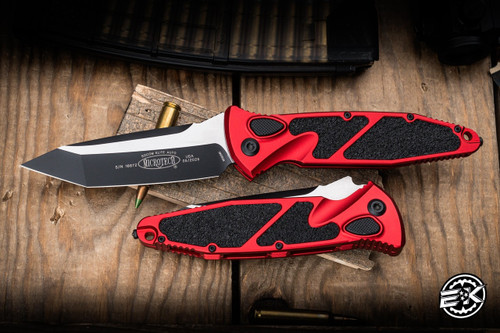 Microtech Socom Elite Automatic Folding Knife Red 4\" Tanto Black 161A-1RD