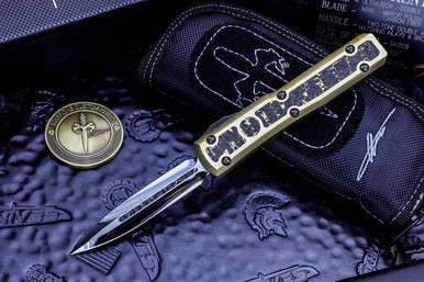 Marfione Custom Ultratech Brass/Snakeskin CF Mirror Polish Dagger