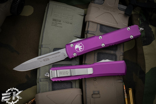 Microtech Ultratech OTF Automatic Knife Violet 3.4" Stonewash Drop Point 