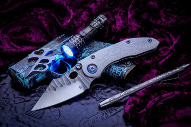 Borka Blades Stitch Grey Barked Titanium Anodized Standoffs Rock Pattern Satin
