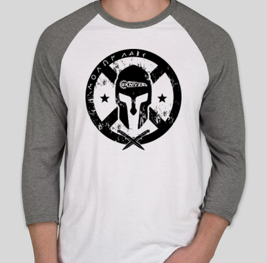 EKNIVES Molon Labe Baseball Raglan 3/4 Sleeve Shirt White/Gray Unisex