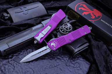 Microtech Combat Troodon Violet OTF Automatic D/E 3.8" 204P Dagger Satin 142-4VI