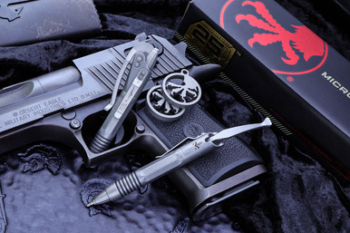 Microtech Siphon II Stonewash Dagger Logo Stainless Tactical Pen 401SS-SWD