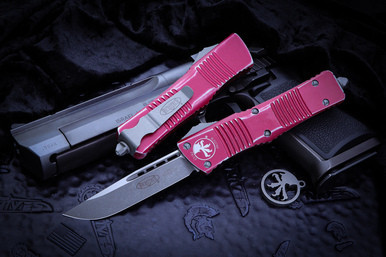 Microtech Combat Troodon Red Distressed OTF S/E Stonewash 143-10DRD