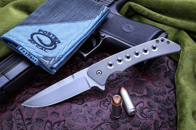 Kevin Foster R1 Blasted Titanium, Black Timascus Clip, Satin Rubbed #2