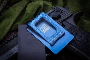 Ti2 Design Minimalist Wallet Titanium Blue Paisley Etch Money Clip