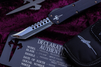 Microtech Custom/Marfione Troodon Copper Ringed Hellhound Mirror Polished