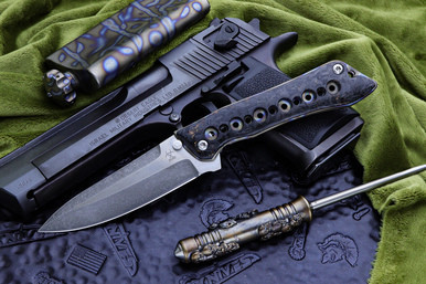 Steve Ryan Custom Folding Knives Carbon Fiber/Flame Anodized Titanium