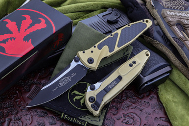 Microtech Socom Elite Champagne/CF Inlay Manual S/E 160-1CGCFI