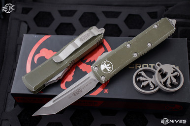 Microtech UTX-85 Distressed OD Green OTF Automatic Knife 3.1" Stonewash Tanto 233-10DOD