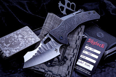 Borka Blades/Bond Knives "Shylock" Knife (TRD Coated Tribal Etch) 3.75" Satin Borka Pattern