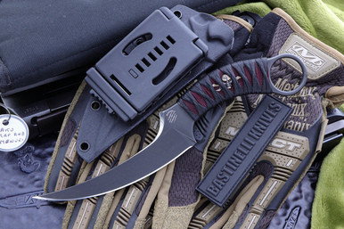 Bastinelli Knives Mako Red/Black Cord  Wrap Bronze Menuki