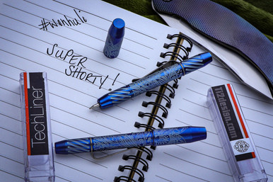 Ti2 Design Techliner Super Shorty Pen 4" Blue "Hawaiian" Etch Magnetic Cap