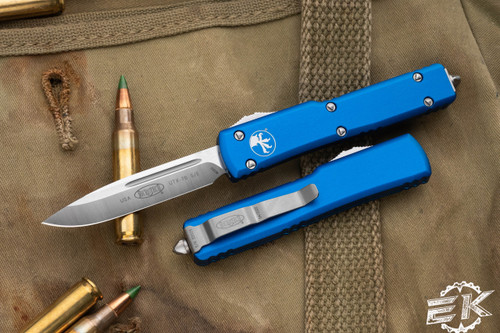 Microtech UTX-70 OTF Automatic Knife Blue 2.4\" Drop Point Satin 148-4BL