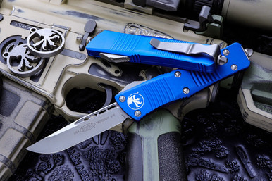 Microtech Troodon Blue OTF (3" Satin Drop Point) 139-4BL