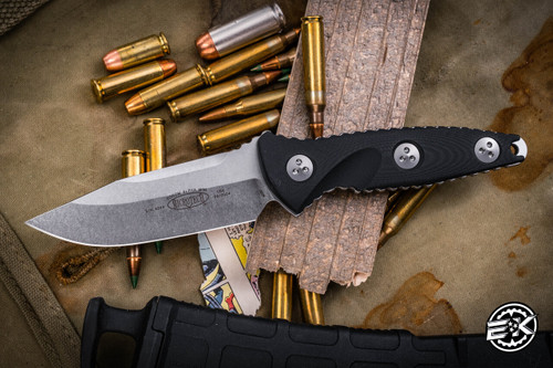 Microtech Socom Alpha Mini Fixed Blade Knife Black G10 3.75\" Drop Point Stonewash 113M-10