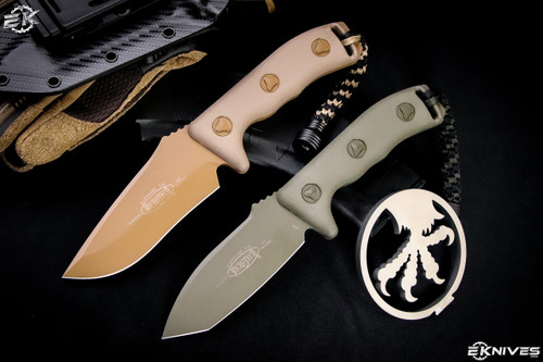 Microtech Currahee Fixed Blade Knife Tan 4.5\" Tan Drop Point 102-1TA